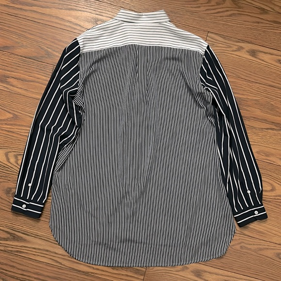 Ralph Lauren Women’s Long Sleeve Pinstripe Blouse Navy Stripe Button Down Shirt - Picture 6 of 8